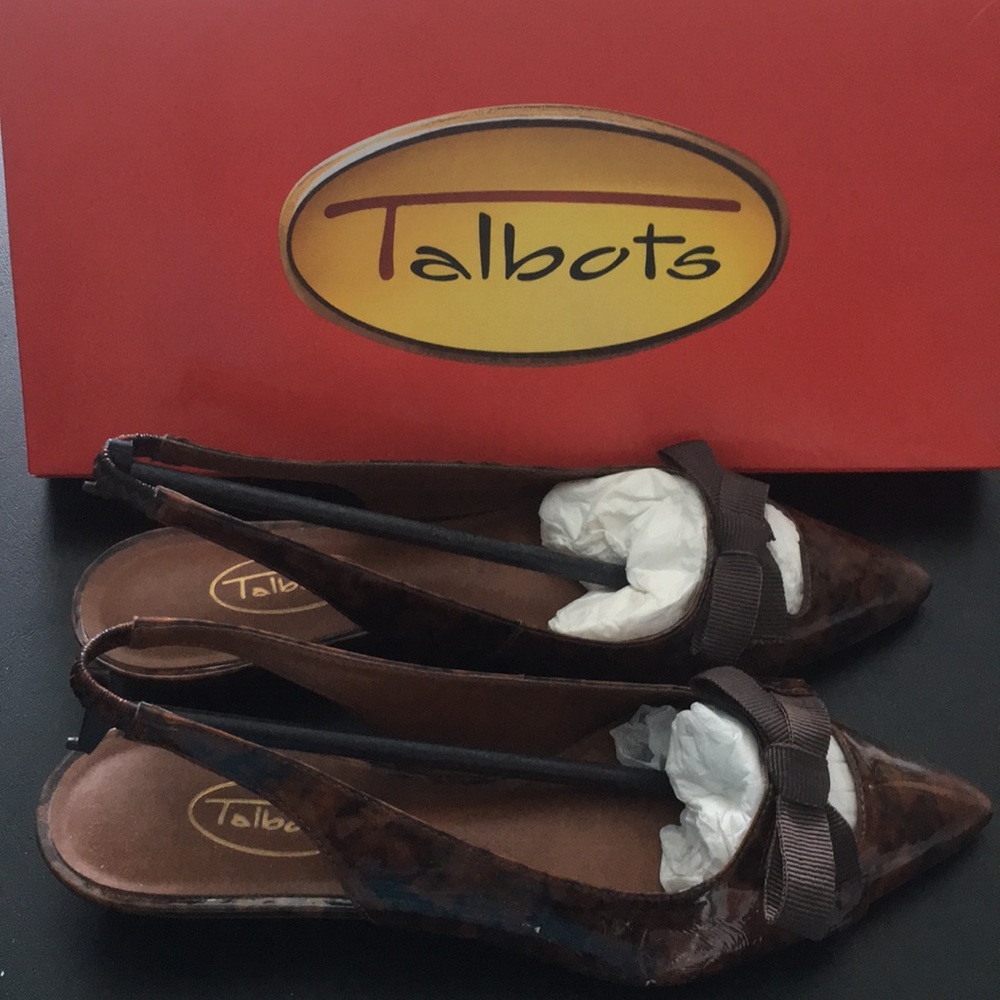 Patent animal sling back kitten heels